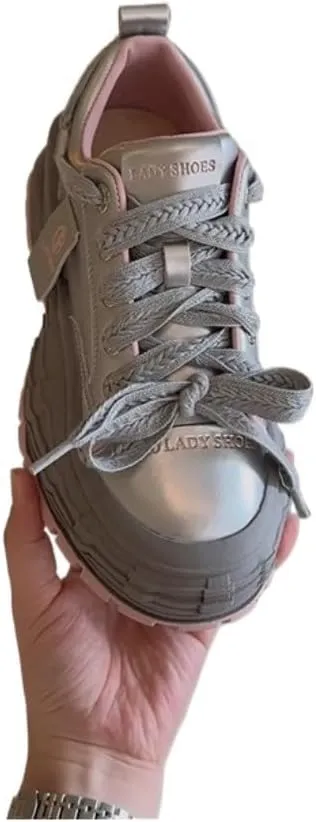 Korean Chunky Elevated Dad Sneakers - Kawaii Tomboy Style | Tire Bottom Design with Breathable Banana Sole, Niche Women's Casual Sports Shoes, Ideal for Ins Outfits & Trendy Streetwear