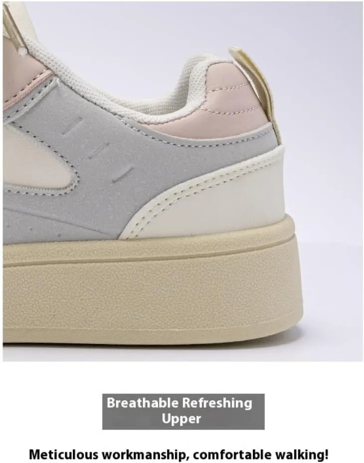 Korean Chunky Sneakers, Kawaii Anime Ice Cream Grey & White Designed for Girls, Cloud Sole Breathable Cute Shoes with Hidden Heel Lift Outfit for Students Travel, Trendy Gift for Daughter