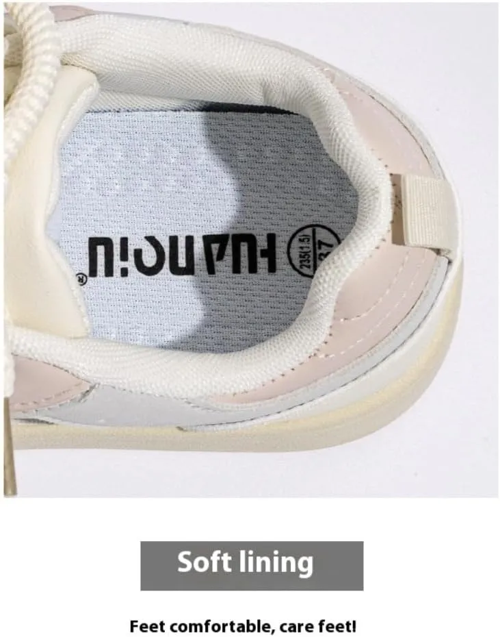 Korean Chunky Sneakers, Kawaii Anime Ice Cream Grey & White Designed for Girls, Cloud Sole Breathable Cute Shoes with Hidden Heel Lift Outfit for Students Travel, Trendy Gift for Daughter