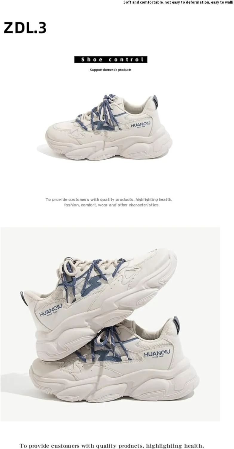 Korean Chunky White Sneakers, Kawaii Academy Style, Cloud Sole & Hidden Heel Lift, Comfortable Dad Shoes for Women Outfit, Gift for Daughter, Travel-Friendly