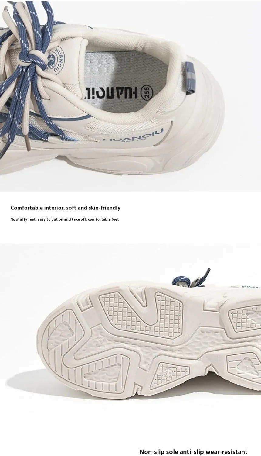 Korean Chunky White Sneakers, Kawaii Academy Style, Cloud Sole & Hidden Heel Lift, Comfortable Dad Shoes for Women Outfit, Gift for Daughter, Travel-Friendly
