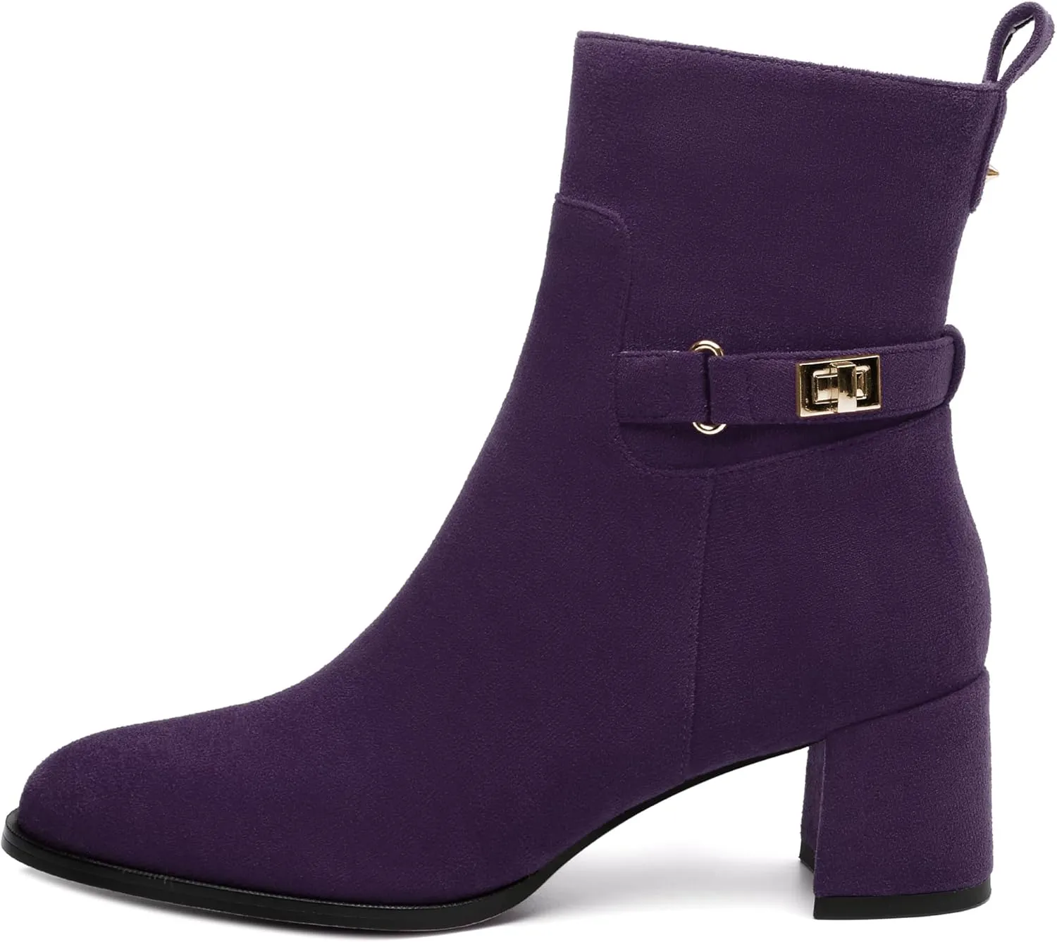 KUOARN Women's Ankle Boots Chunky Block Heels Round Toe Fall Booties Side Zipper Classic Comfortable Fashion Dress Short Boots 2.2 Inch