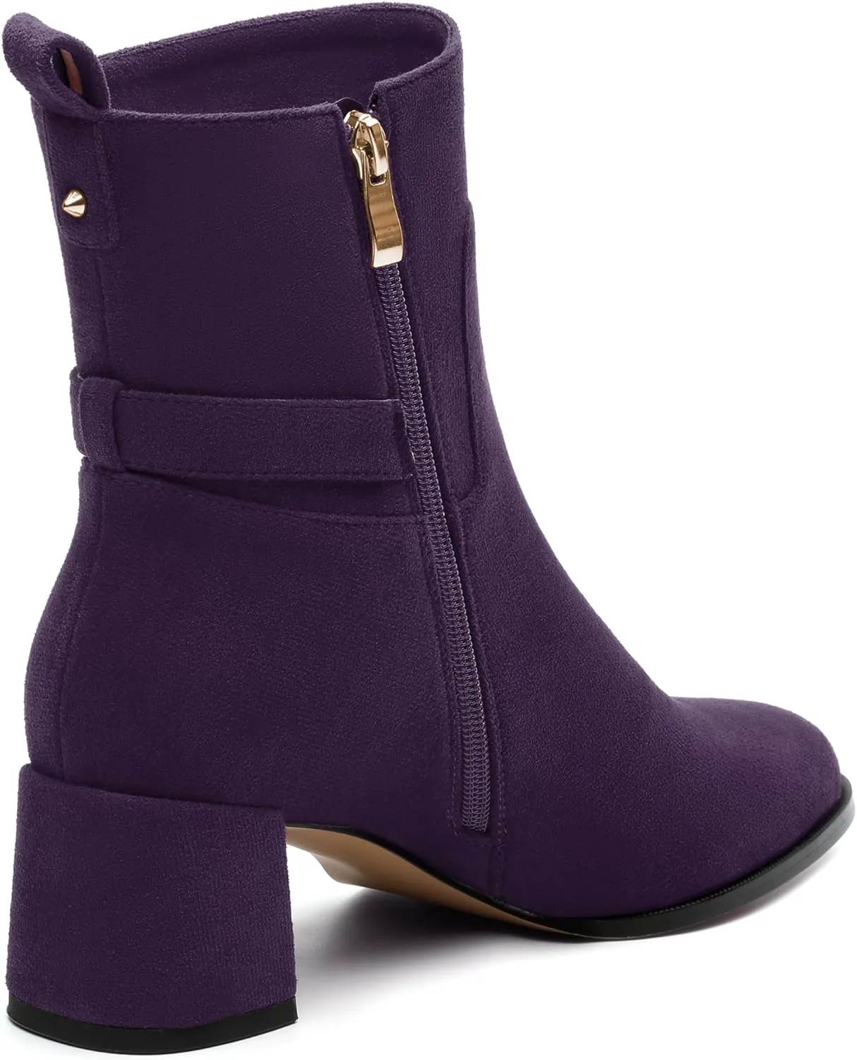 KUOARN Women's Ankle Boots Chunky Block Heels Round Toe Fall Booties Side Zipper Classic Comfortable Fashion Dress Short Boots 2.2 Inch