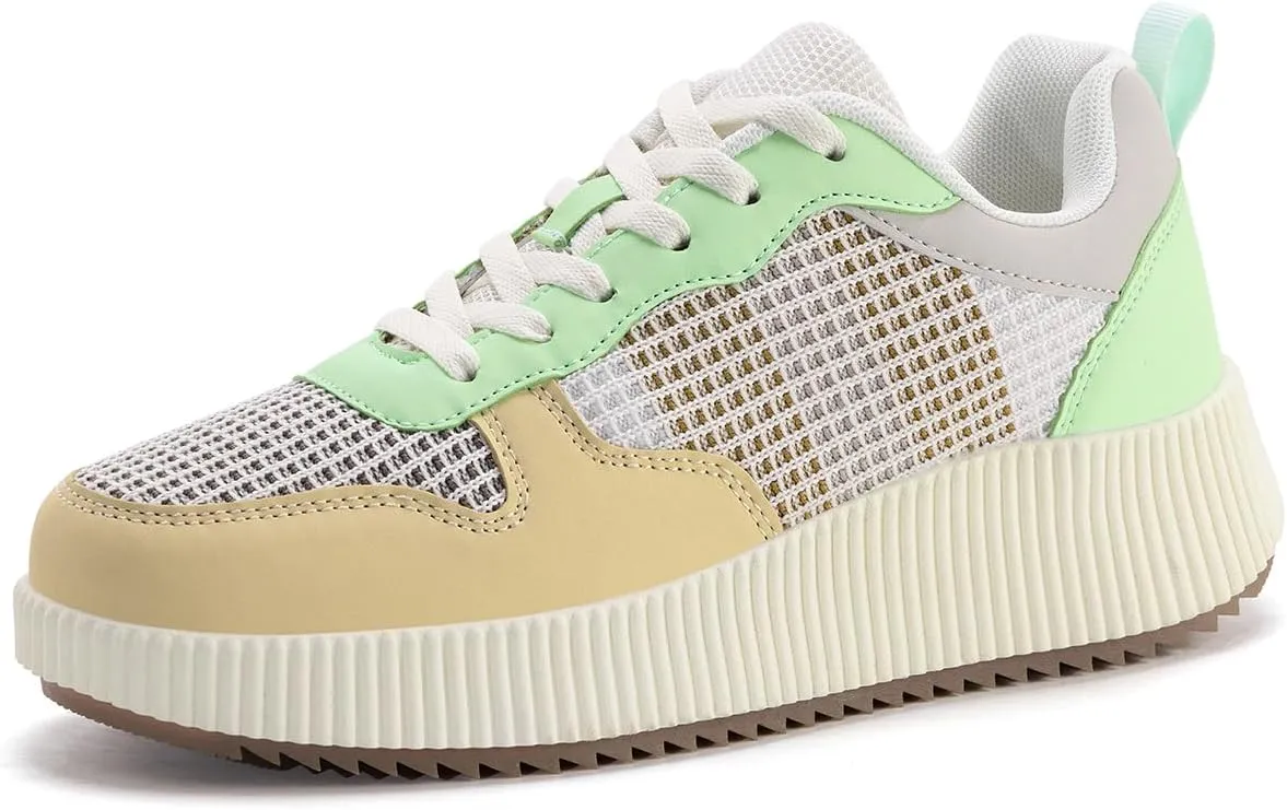 Kyedoo Women's Platform Chunky Sneakers Comfortable Casual Fashion Lace-up City Travel Walking Shoes