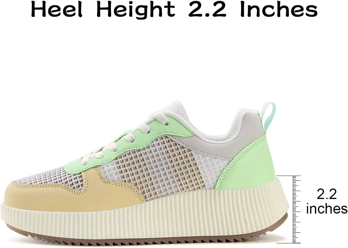 Kyedoo Women's Platform Chunky Sneakers Comfortable Casual Fashion Lace-up City Travel Walking Shoes