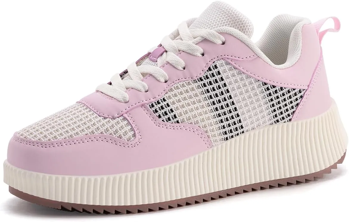 Kyedoo Women's Platform Chunky Sneakers Comfortable Casual Fashion Lace-up City Travel Walking Shoes