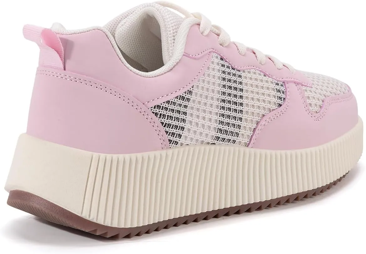 Kyedoo Women's Platform Chunky Sneakers Comfortable Casual Fashion Lace-up City Travel Walking Shoes