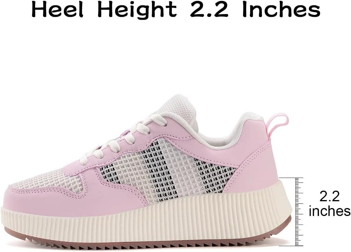Kyedoo Women's Platform Chunky Sneakers Comfortable Casual Fashion Lace-up City Travel Walking Shoes
