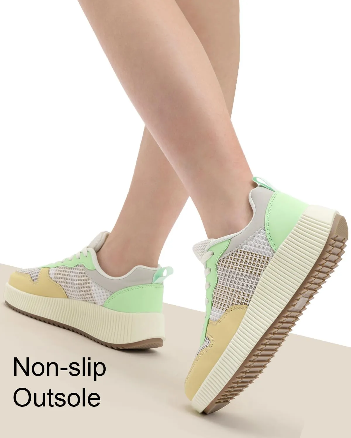 Kyedoo Women's Platform Chunky Sneakers Comfortable Casual Fashion Lace-up City Travel Walking Shoes