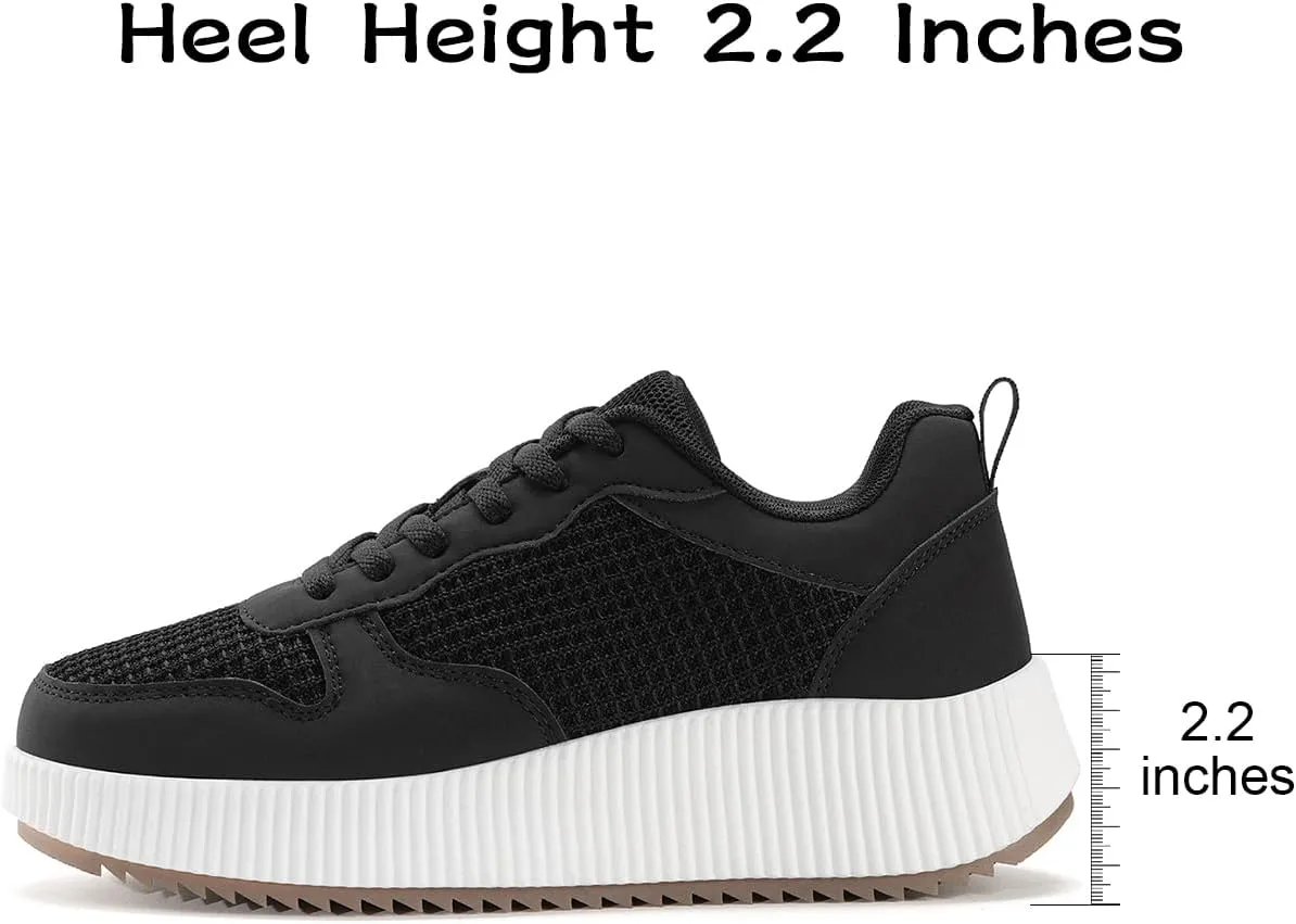 Kyedoo Women's Platform Chunky Sneakers Comfortable Casual Fashion Lace-up City Travel Walking Shoes