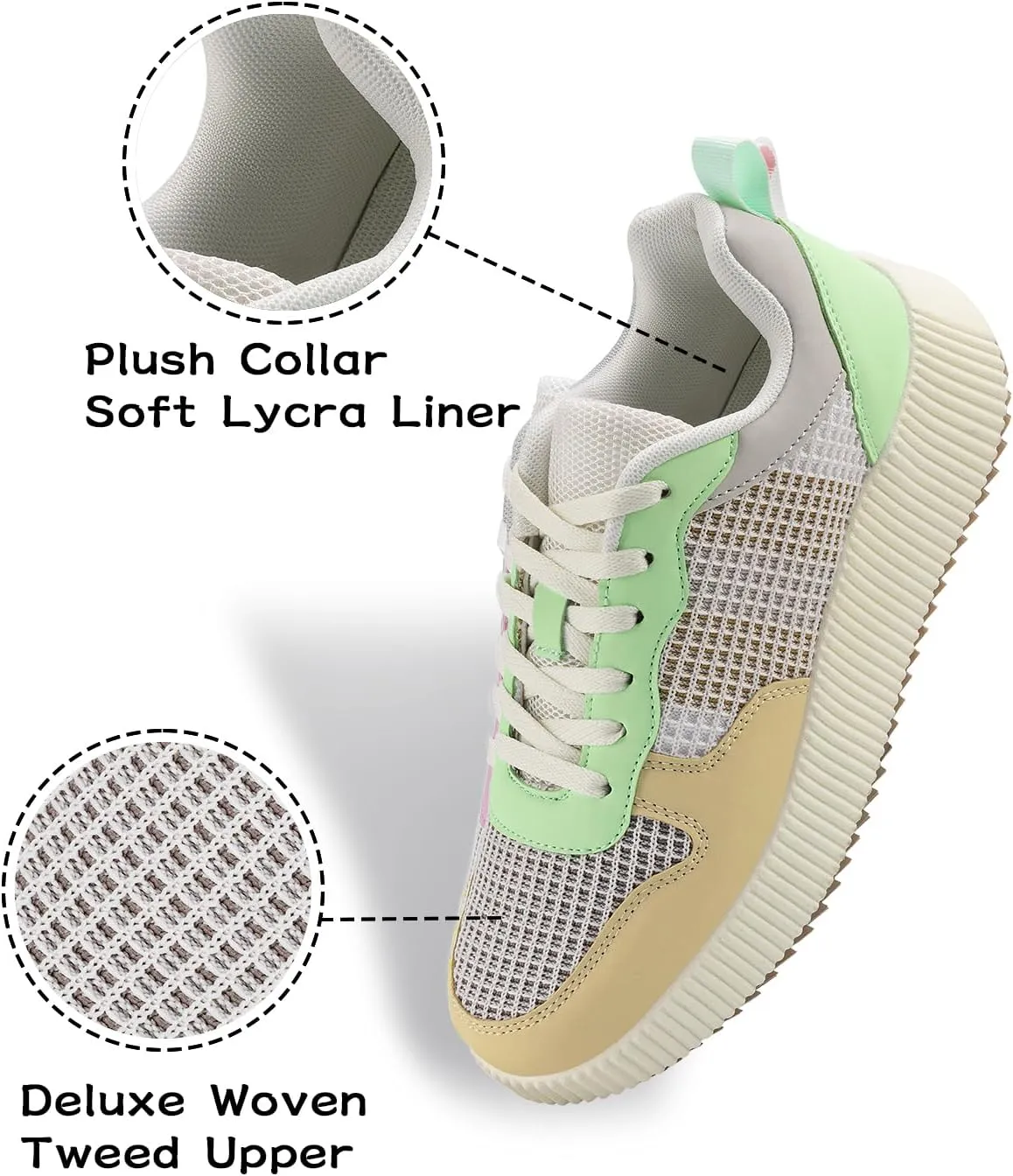 Kyedoo Women's Platform Chunky Sneakers Comfortable Casual Fashion Lace-up City Travel Walking Shoes