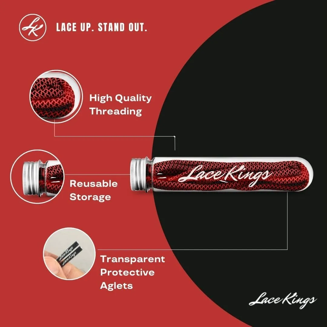 Lace Kings Round Rope Shoelaces - 2 Pack (Red) - 1.25" W x 6.25" L x 1.25" H
