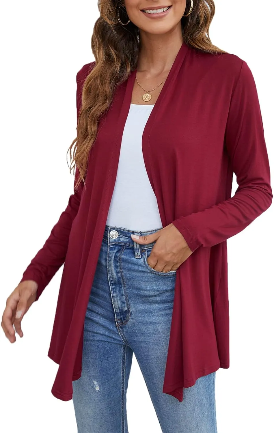 Ladlop Women's Lightweight Open Front Cardigans Long Sleeve Casual Soft Drape Fall Cardigan