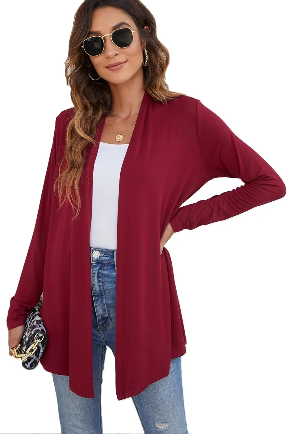 Ladlop Women's Lightweight Open Front Cardigans Long Sleeve Casual Soft Drape Fall Cardigan