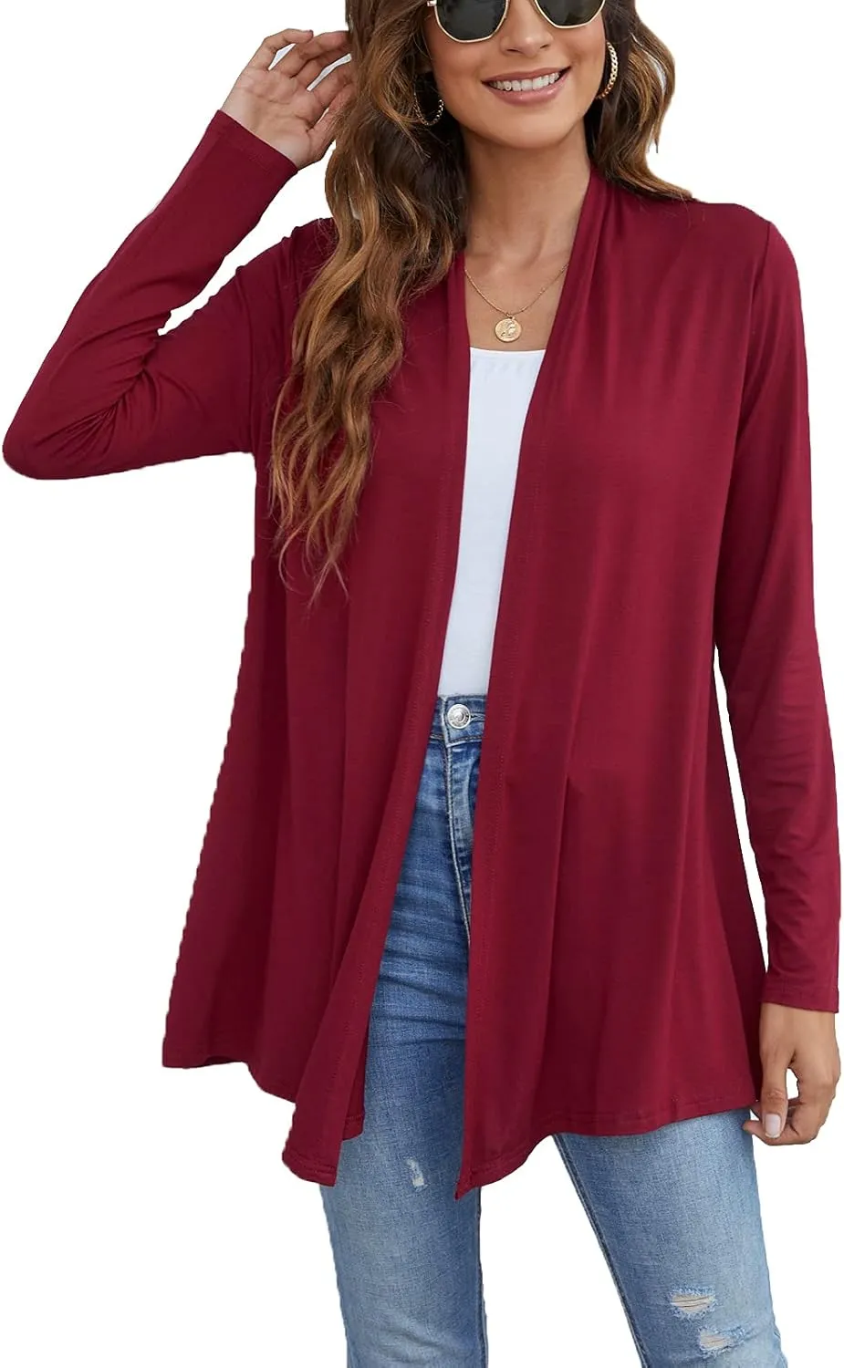 Ladlop Women's Lightweight Open Front Cardigans Long Sleeve Casual Soft Drape Fall Cardigan