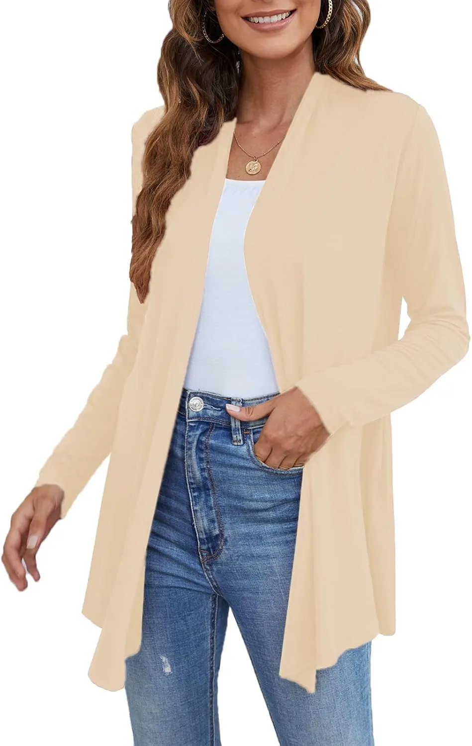 Ladlop Women's Lightweight Open Front Cardigans Long Sleeve Casual Soft Drape Fall Cardigan