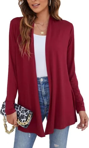 Ladlop Women's Lightweight Open Front Cardigans Long Sleeve Casual Soft Drape Fall Cardigan