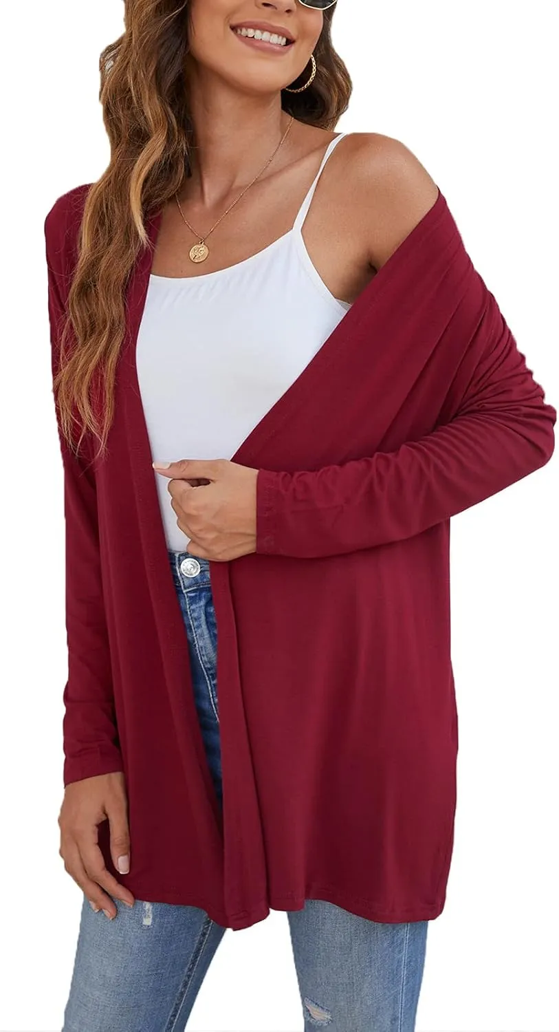 Ladlop Women's Lightweight Open Front Cardigans Long Sleeve Casual Soft Drape Fall Cardigan