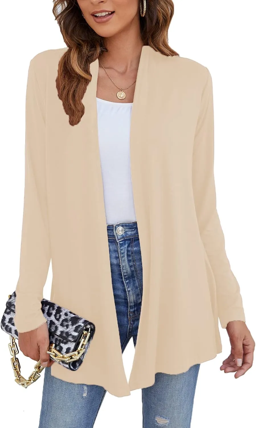 Ladlop Women's Lightweight Open Front Cardigans Long Sleeve Casual Soft Drape Fall Cardigan