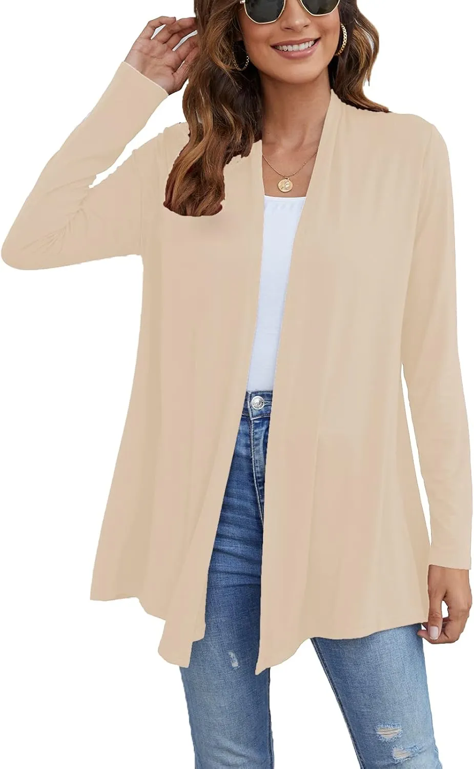 Ladlop Women's Lightweight Open Front Cardigans Long Sleeve Casual Soft Drape Fall Cardigan