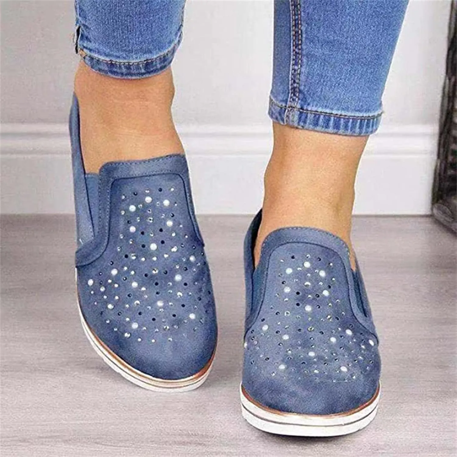 Ladmiple Shoes For Women Sneakers Slip Ons Walking Shoes Casual Lace Up Dressy Summer Fashion Cute Platform Flats Loafer