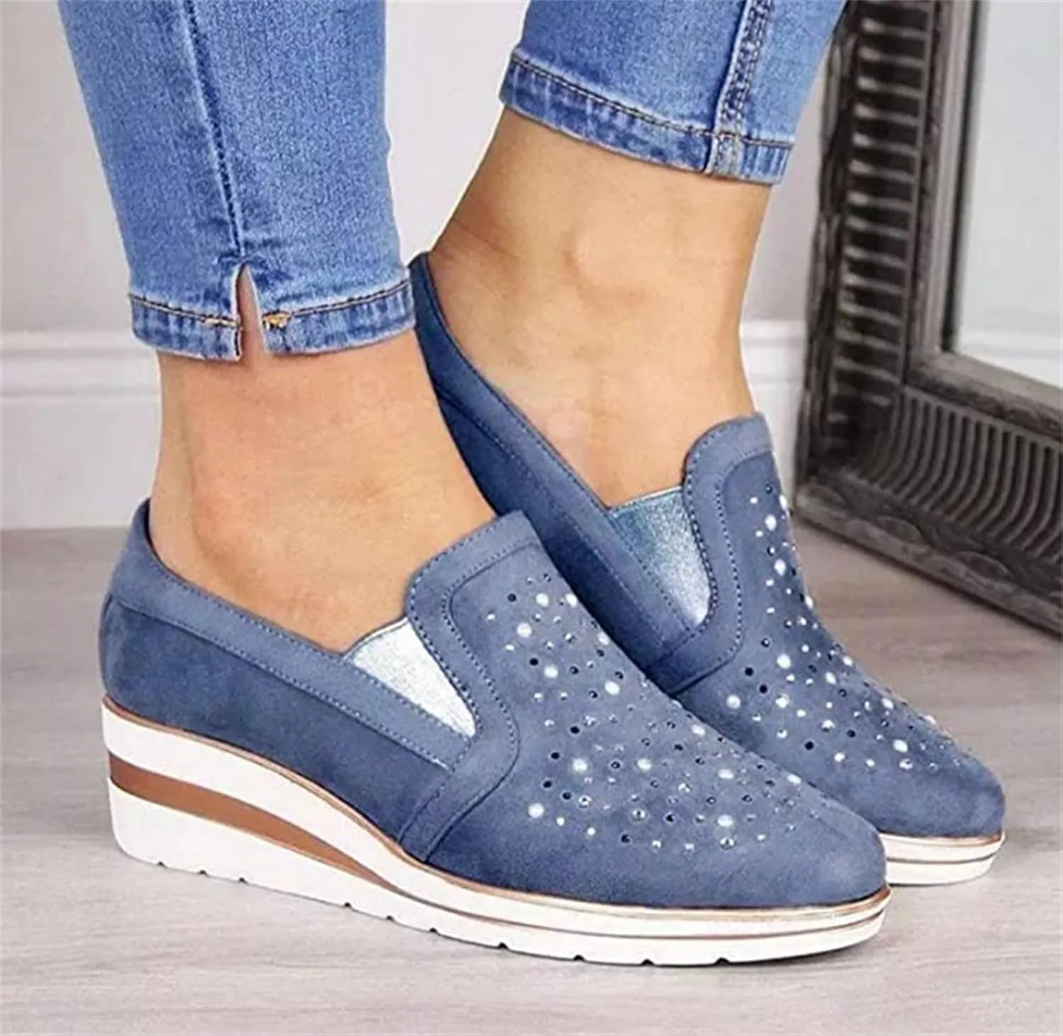 Ladmiple Shoes For Women Sneakers Slip Ons Walking Shoes Casual Lace Up Dressy Summer Fashion Cute Platform Flats Loafer