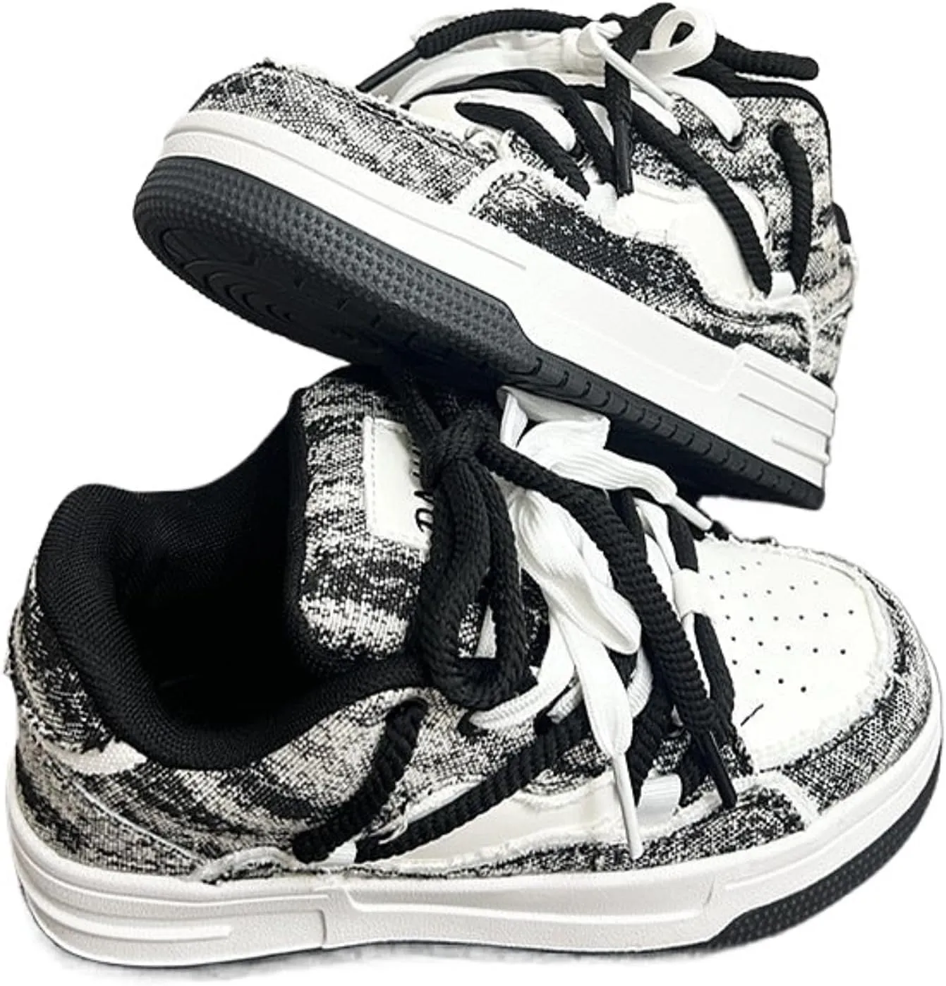 Lake Blue Retro Unisex Platform Sneakers - Distressed Aesthetic Casual Streetwear Shoes for Men & Women Trendy Comfort