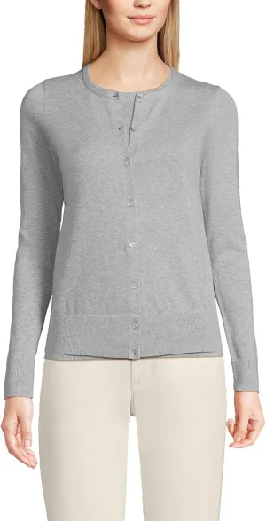 Lands' End Women's Fine Gauge Cotton Cardigan Sweater