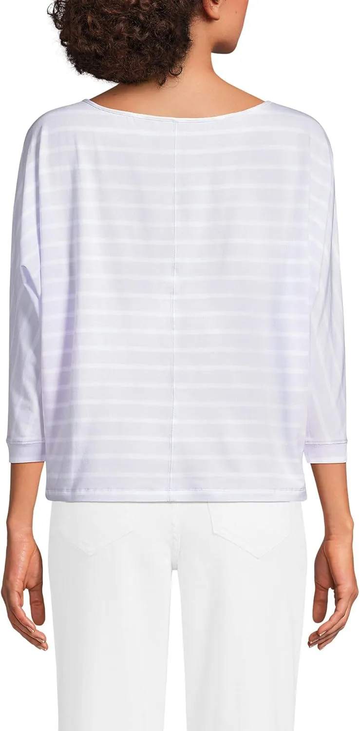 Lands' End Women's Lightweight Jersey Boatneck Dolman Sleeve Top