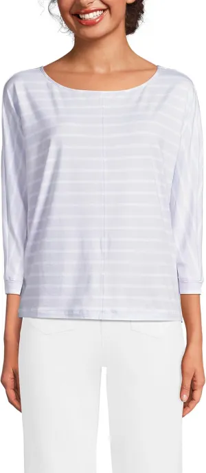 Lands' End Women's Lightweight Jersey Boatneck Dolman Sleeve Top