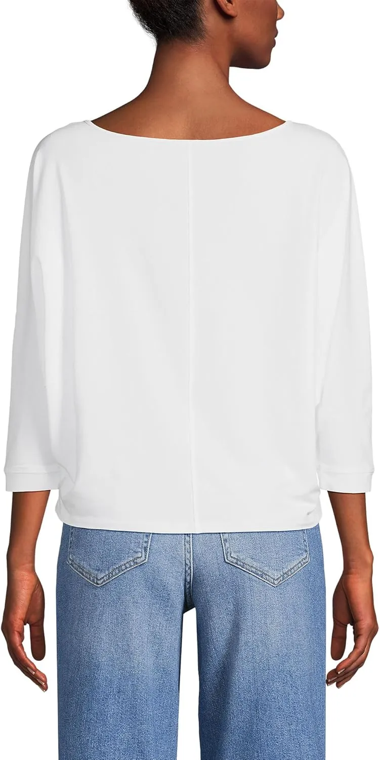 Lands' End Women's Lightweight Jersey Boatneck Dolman Sleeve Top