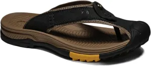 Leather Flip Flops Mens Summer Casual Beach Sandals Non Slip Closed Toe Walking Hiking Sandals Beach Slipper