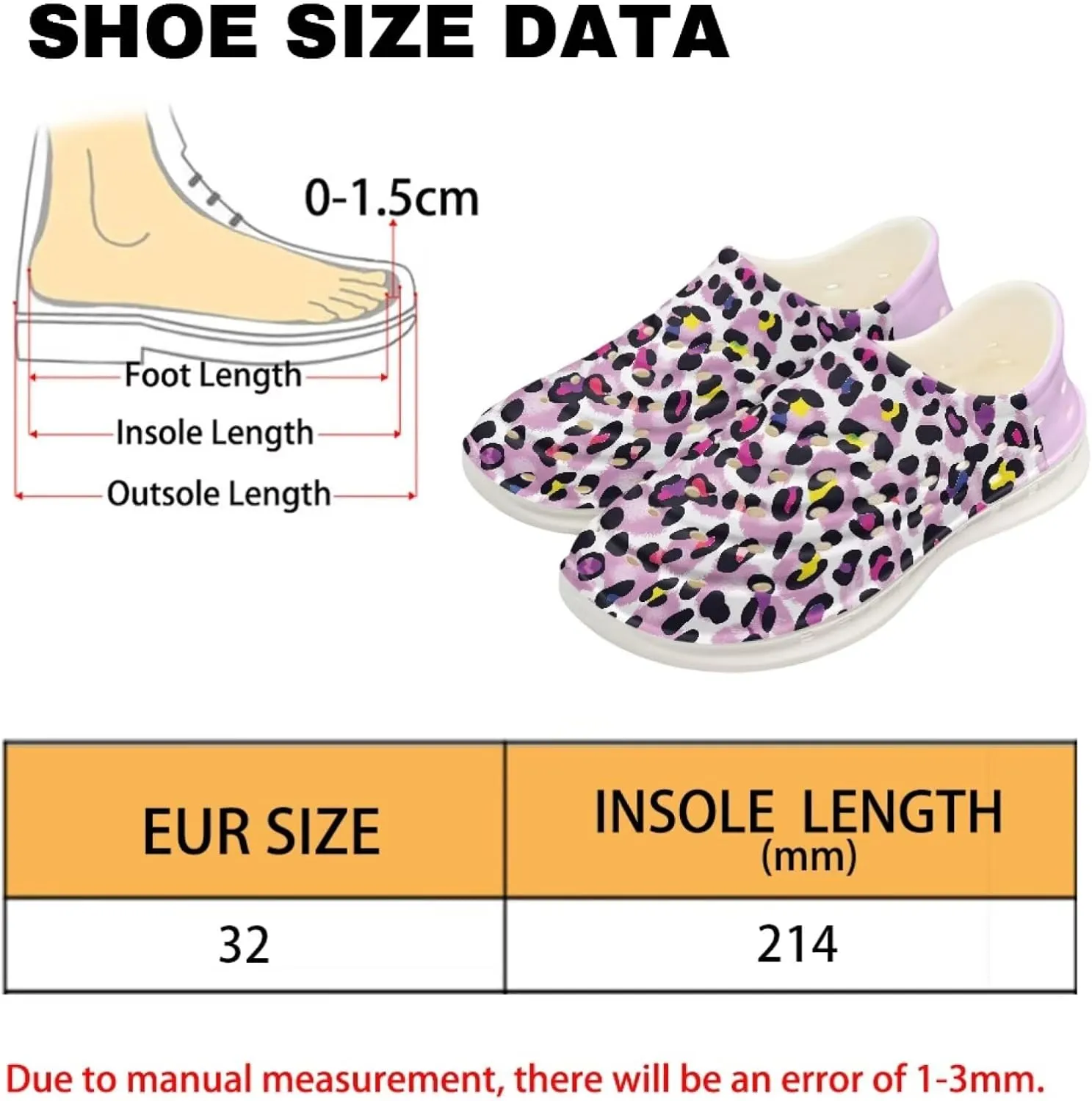 Leopard Print Slip On Water Shoes For Kids Eva Shower Breathable Pillow Closed Toe Sandals Running Sneakers
