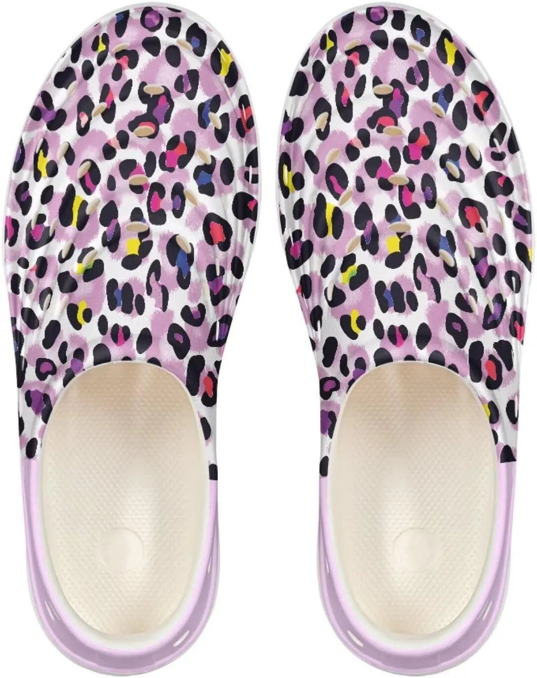Leopard Print Slip On Water Shoes For Kids Eva Shower Breathable Pillow Closed Toe Sandals Running Sneakers