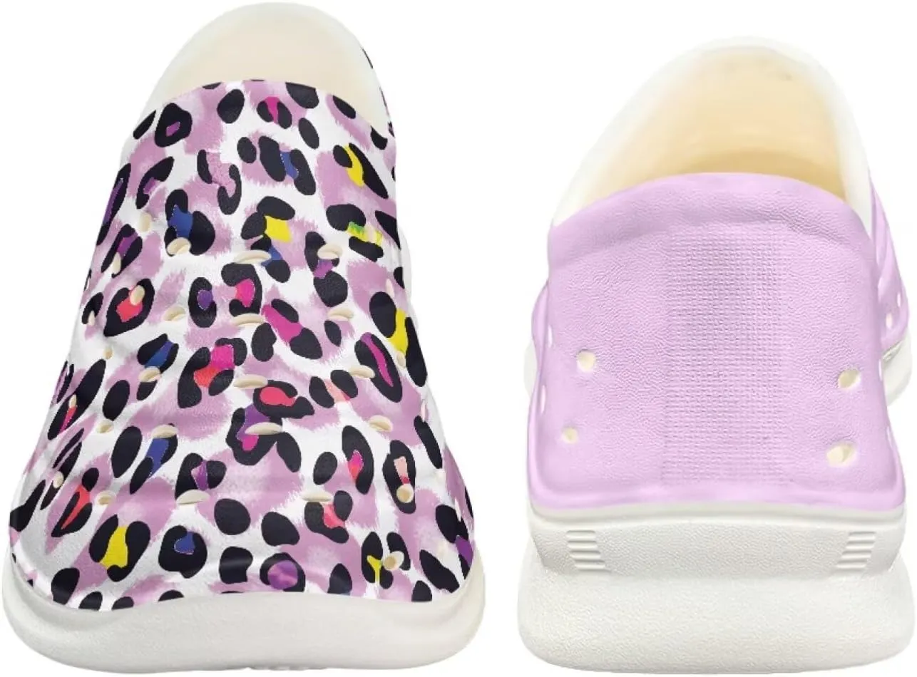 Leopard Print Slip On Water Shoes For Kids Eva Shower Breathable Pillow Closed Toe Sandals Running Sneakers