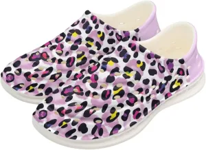 Leopard Print Slip On Water Shoes For Kids Eva Shower Breathable Pillow Closed Toe Sandals Running Sneakers