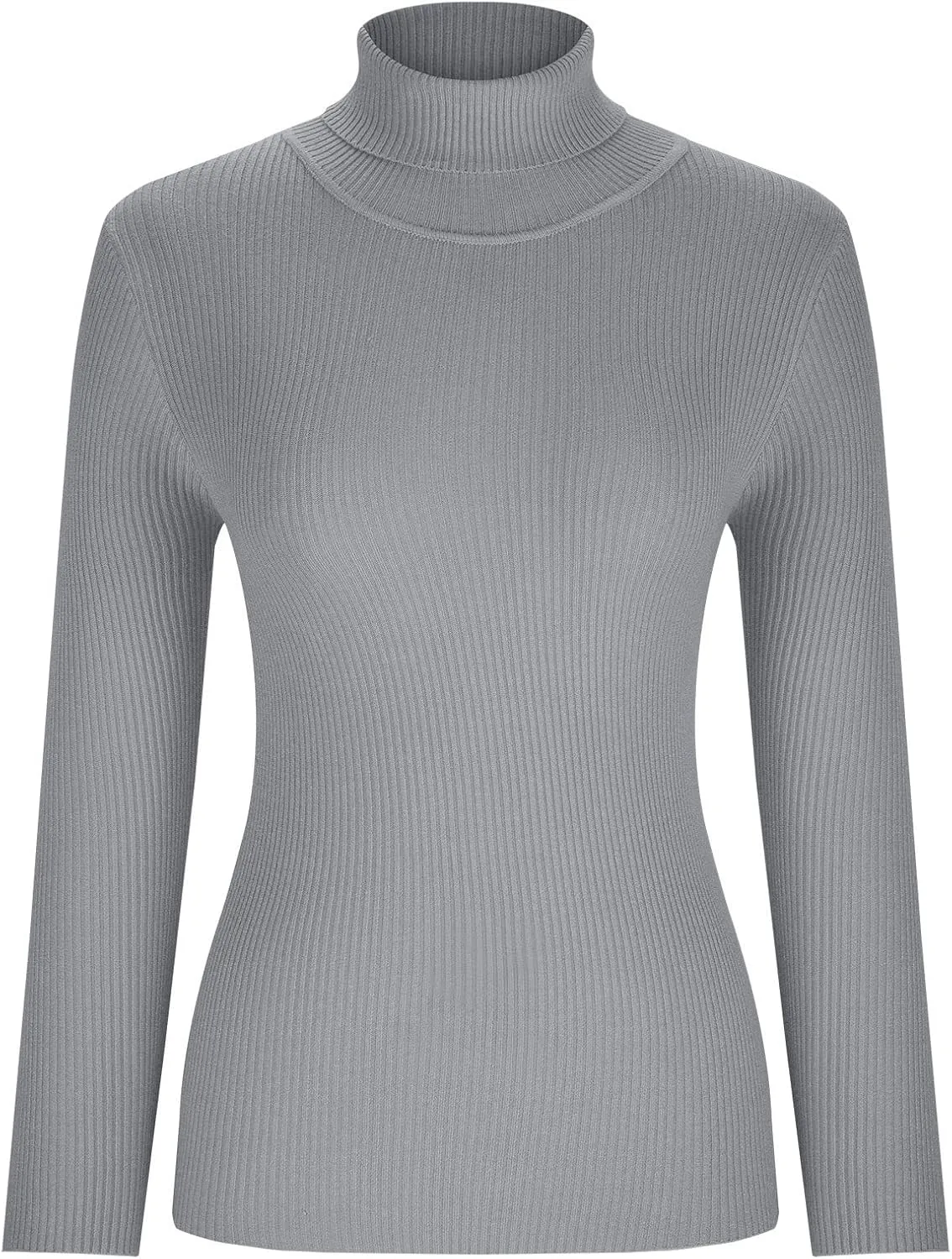 Lightweight Fitted Sweaters for Women Long Sleeve Turtleneck Ribbed Knit Pullover Sweater Casual Basic Tee Tops