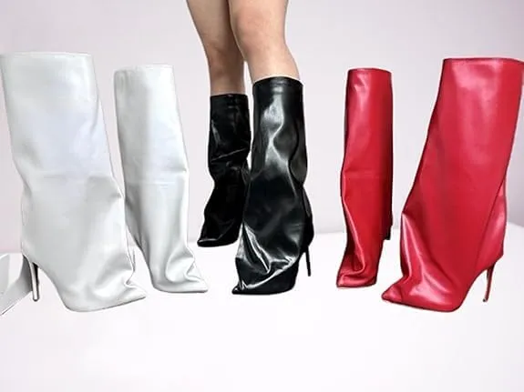 Liliana Wanka-1 Women's Fold Over High Heel Pointed Toe Slouchy Boots