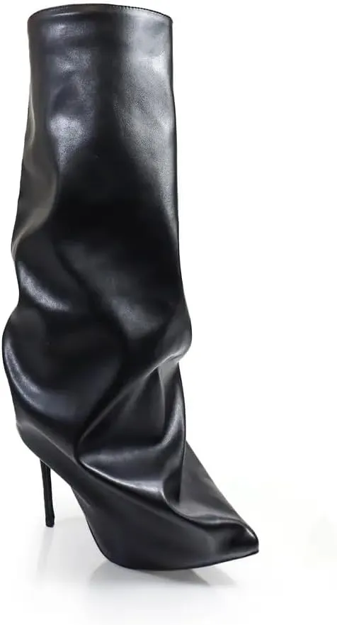 Liliana Wanka-1 Women's Fold Over High Heel Pointed Toe Slouchy Boots