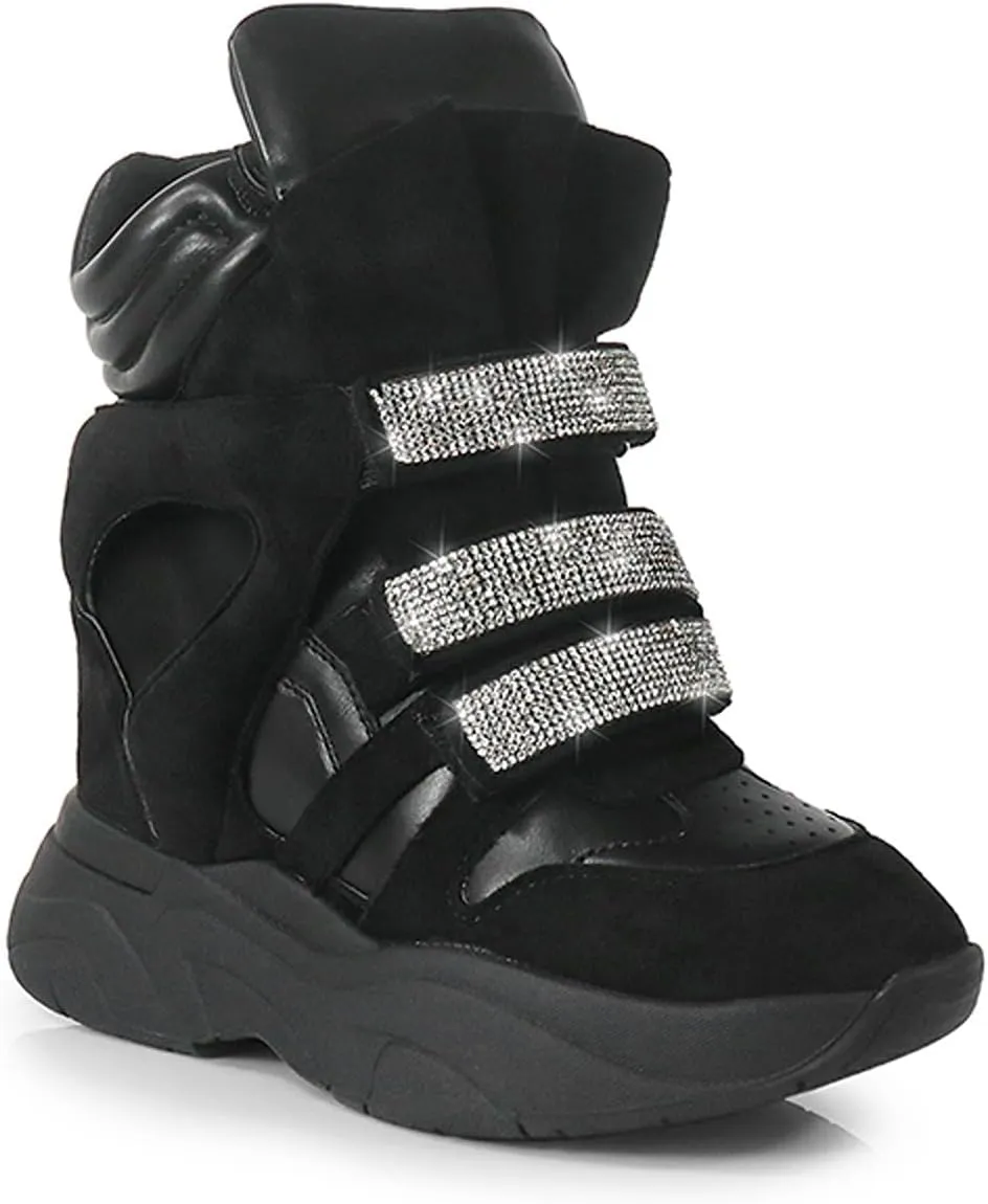 Liliana Women’s High Top Fashion Sneaker Hidden Platform Wedge Heel Shoes
