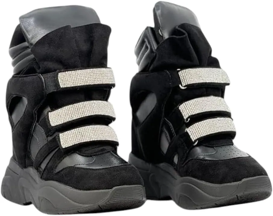 Liliana Women’s High Top Fashion Sneaker Hidden Platform Wedge Heel Shoes