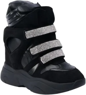 Liliana Women’s High Top Fashion Sneaker Hidden Platform Wedge Heel Shoes