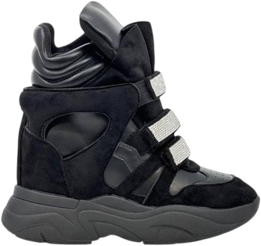 Liliana Women’s High Top Fashion Sneaker Hidden Platform Wedge Heel Shoes