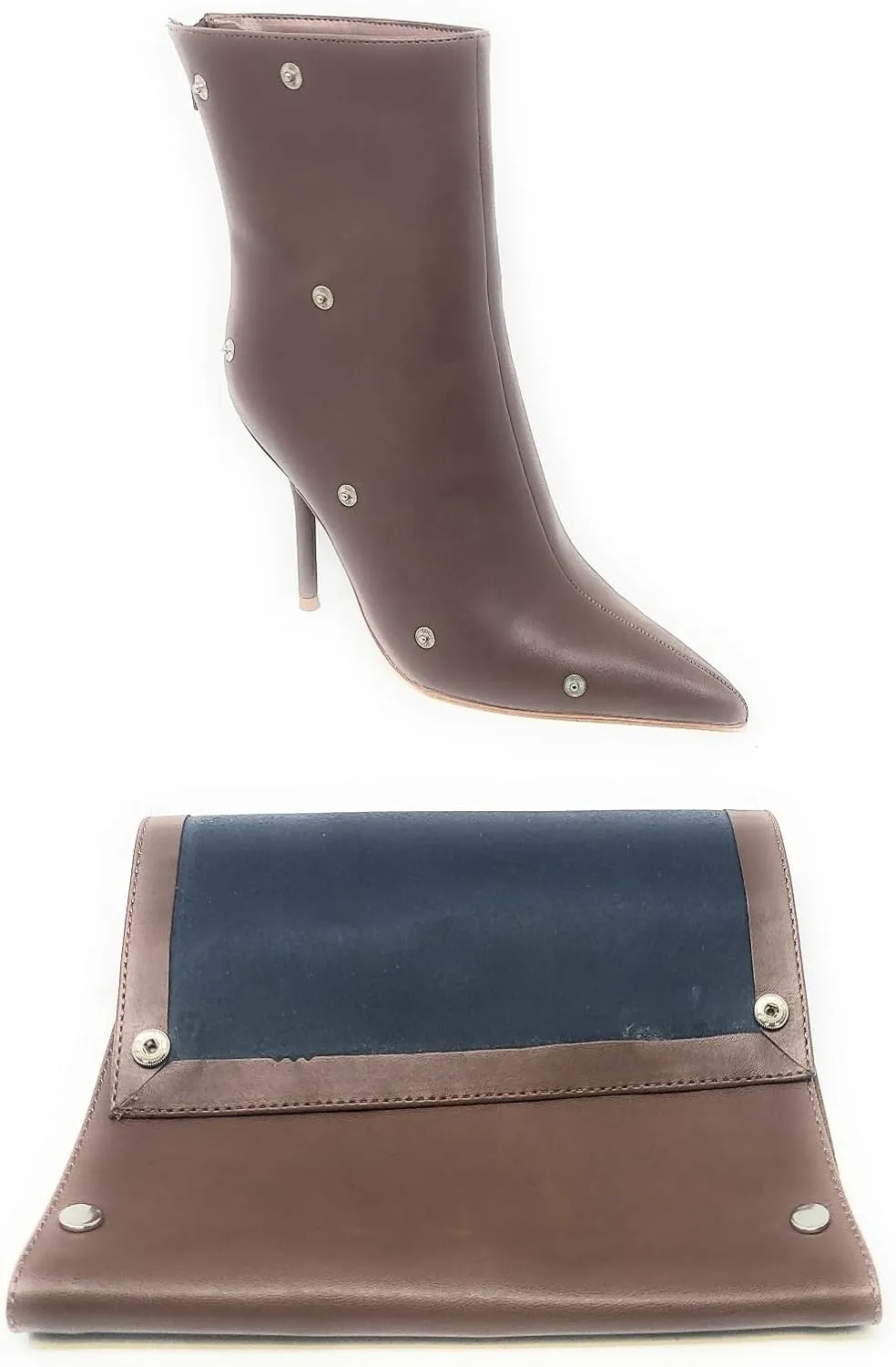 Liliana Women's Pointed Toe Stiletto High Heels Pleated Button Detachable Fold Over Slouchy Boots (Runs Small)