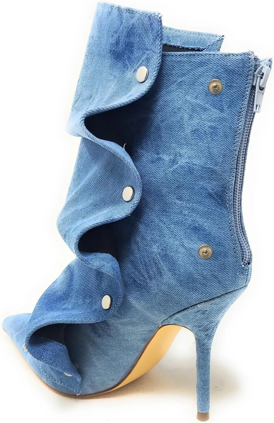 Liliana Women's Pointed Toe Stiletto High Heels Pleated Button Detachable Fold Over Slouchy Boots (Runs Small)
