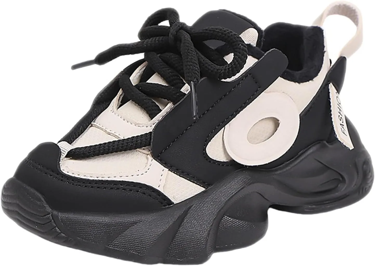Little/Big Kids Leather Platform Chunky Heels Sneakers Breathable Lace Up Walking Dad Shoes Comfortable Sneakers