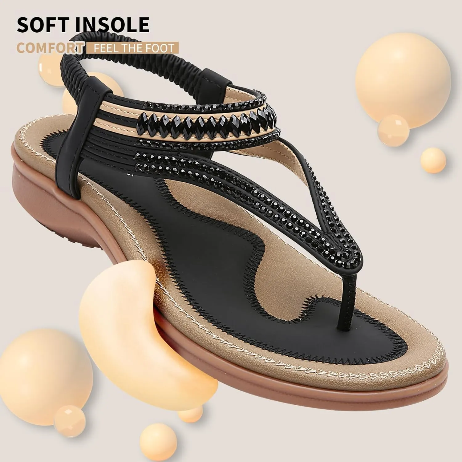 Littleplum Womens Sandals Comfort Arch Support Sandals Summer Walking Shoes Casual Ankle Elastic Flip Flops Shoes
