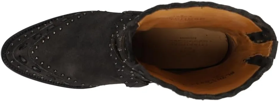 Lucchese Womens Bianca Studded Round Toe Casual Boots Ankle Low Heel 1-2" - Brown