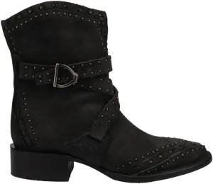 Lucchese Womens Bianca Studded Round Toe Casual Boots Ankle Low Heel 1-2" - Brown