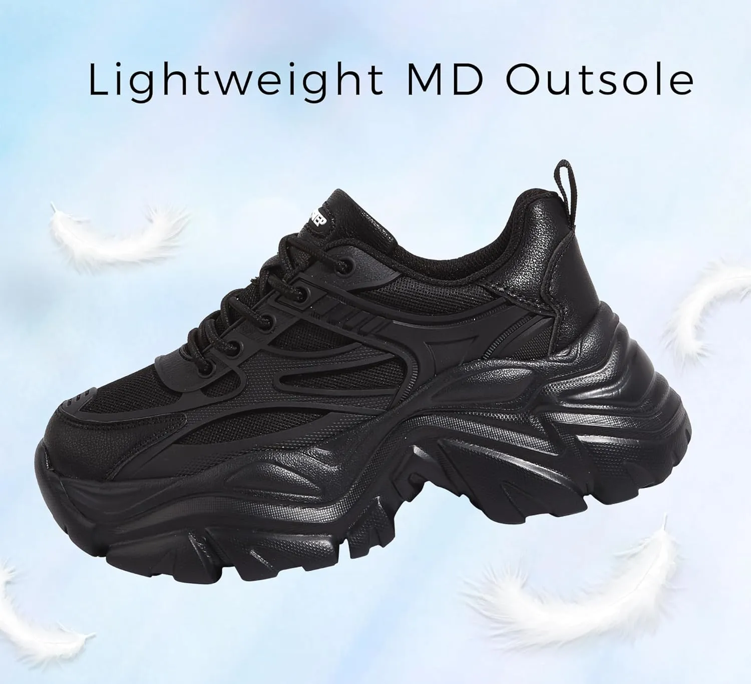 LUCKY STEP Chunky Sneakers for Women Platform Tennis Fashion White Dad Shoes Mesh Breathable Casual Wedge Lace Up Walking Sneakers